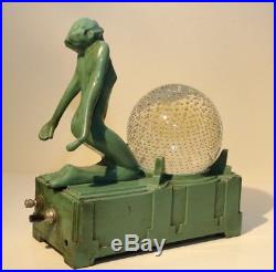 Vintage Art Deco Frankart Lamp Nude Lady Figure With Art Glass Paperweight