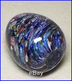 Vintage Art Glass Cape Cod Glass Works Egg Form Scramble Millifiori Paperweight