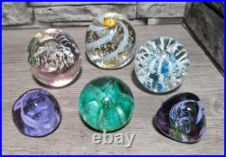 Vintage Art Glass Paperweight Figurine Decor Lot, Caithness Sea Gems CG Etc