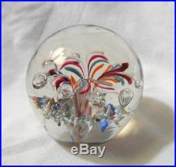 Vintage Art Glass Paperweight Flower with Bubbles