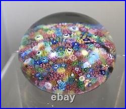 Vintage Art Glass Paperweight Signed Baccarat Millefiori With Date Cane