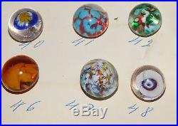 Vintage Artist Peter Ben 48 Assorted Paperweight Buttons On Card All Different