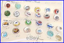 Vintage Artist Peter Ben 48 Assorted Paperweight Buttons On Card All Different