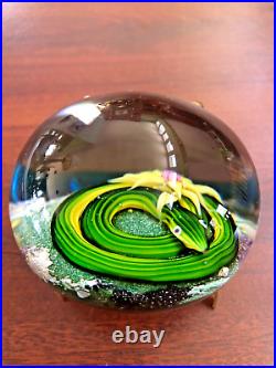 Vintage Baccarat 1970 Paperweight with Green Snake