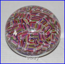 Vintage Baccarat France Glass Crystal Millefiori Paperweight Pink Scramble