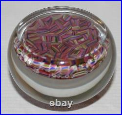 Vintage Baccarat France Glass Crystal Millefiori Paperweight Pink Scramble