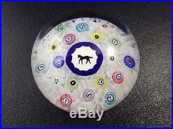 Vintage Baccarat French Crystal Paperweight 1973 Horse Gridel White Latticino