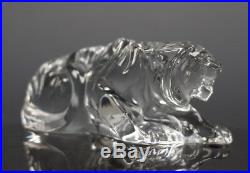 Vintage Baccarat Glass Crystal Crouching Tiger Paperweight France