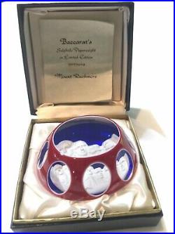 Vintage Baccarat Mount Rushmore Sulfide Cameo Paperweight. Double Overlay! COA