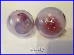 Vintage Barbini Murano Glass Clear Purple Apple&Pear Aventurine Gold Leaf &Dish