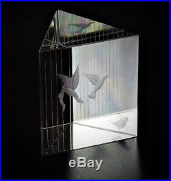 Vintage Birds in Cage Art Glass Paperweight Vicke Lindstrand Kosta Boda Sweden