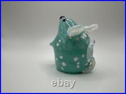 Vintage Boyer Signed Blue Pearlescent Mouse Glass Paperweight 2.75