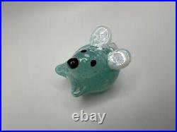 Vintage Boyer Signed Blue Pearlescent Mouse Glass Paperweight 2.75