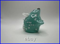 Vintage Boyer Signed Blue Pearlescent Mouse Glass Paperweight 2.75