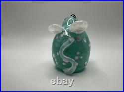 Vintage Boyer Signed Blue Pearlescent Mouse Glass Paperweight 2.75