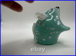 Vintage Boyer Signed Blue Pearlescent Mouse Glass Paperweight 2.75