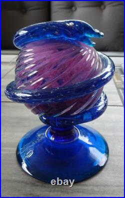 Vintage Bryden Pairpoint Art Glass Applied Snake Pedestal Paperweight