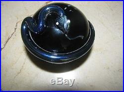 Vintage CORREIA BLACK/SILVER STRIPED SNAKE PAPERWEIGHT 3, Signed, Numbered, 1984
