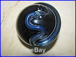 Vintage CORREIA BLACK/SILVER STRIPED SNAKE PAPERWEIGHT 3, Signed, Numbered, 1984