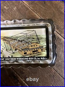 Vintage C. 1920 Great Southern Wirebound Boxes Glass Paperweight Sign Louisiana