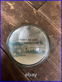 Vintage C. 1950 Perrys Nut House Glass Paperweight Sign Elephant Animaland Nh