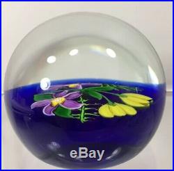 Vintage Caithness Periwinkle & Buttercups Glass Paperweight Limited Ed 43/200