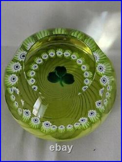 Vintage Caithness Scotland Emerald Shamrock Paperweight Numbered 103/800