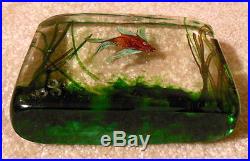 Vintage Cenedese Murano Glass Underwater Fish Aquarium Block Paperweight Italy