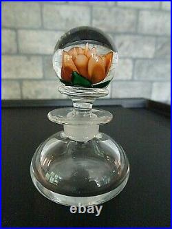 Vintage Charles Kaziun Jr & PAIRPOINT Glass PERFUME BOTTLE Crimp Rose Stopper
