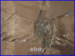 Vintage Clear Glass Eagle Sitting On Globe Art Glass Paperweight Decor BEAUTIFUL
