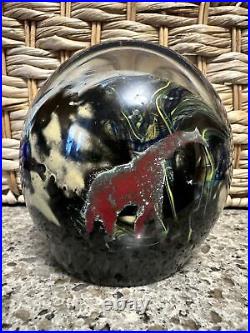 Vintage Colleen Ott 1997 Signed Art Glass Paperweight With Giraffes