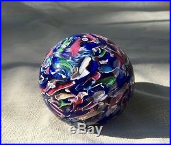 Vintage Colorful Cape Cod Glassworks Paperweight Scrammbled Glass Latticino
