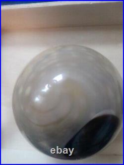 Vintage Correia Blue Full Moon Iridescent Art Glass Paperweight Date 1978 Signed
