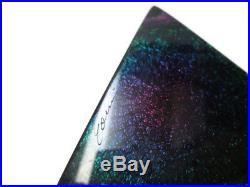 Vintage Correia Limited Edition Optical Art Glass Triangle Paperweight Signed