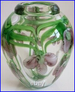 Vintage Daniel Salazar / Lundberg Studios Floral Lampwork Studio Art Glass Vase