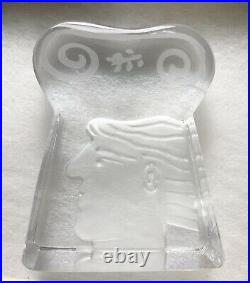 Vintage Daum Crystal Paperweight Sculpture France Signed Alexandre Fassianos