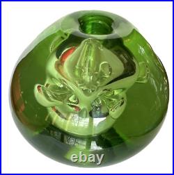 Vintage Dominick Labino Art Glass Paperweight/vase, Signed Labino, 1973 Green