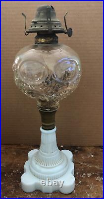 Vintage EAPG & MILK GLASS Oil Lamp