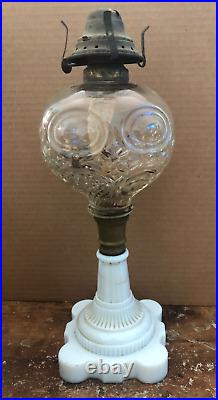 Vintage EAPG & MILK GLASS Oil Lamp