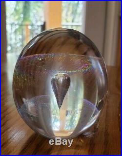 Vintage EICKHOLT Egg Paperweight 1989 Art Glass Bubble Gold Iridescent Speckles