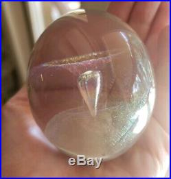 Vintage EICKHOLT Egg Paperweight 1989 Art Glass Bubble Gold Iridescent Speckles