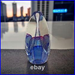 Vintage Ed Kachurik PA Art Glass Signed 1995 Sculpture Paperweight Purple & Blue