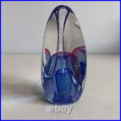 Vintage Ed Kachurik PA Art Glass Signed 1995 Sculpture Paperweight Purple & Blue