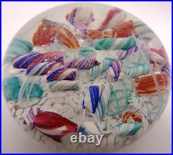 Vintage Ed Rithner Scrambled Sparkling Candy Cane Pieces Art Glass Paperweight
