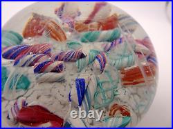 Vintage Ed Rithner Scrambled Sparkling Candy Cane Pieces Art Glass Paperweight