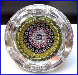Vintage English Whitefriars Full Lead Cut Crystal Millefiore Stars Paperweight