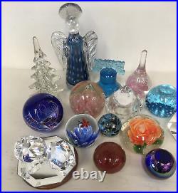 Vintage Estate Lot of 16 Art Glass Paperweights Some Signed