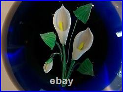Vintage FRANCIS WHITTEMORE Glass Lampwork Calla Lily Paperweight