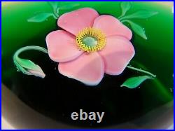 Vintage FRANCIS WHITTEMORE Glass Lampwork Pink Flower Floral Paperweight