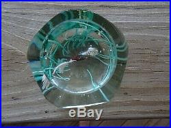 Vintage FRATELLI TOSO Murano Art Glass FACETED FISH in Seaweed Paperweight Cut